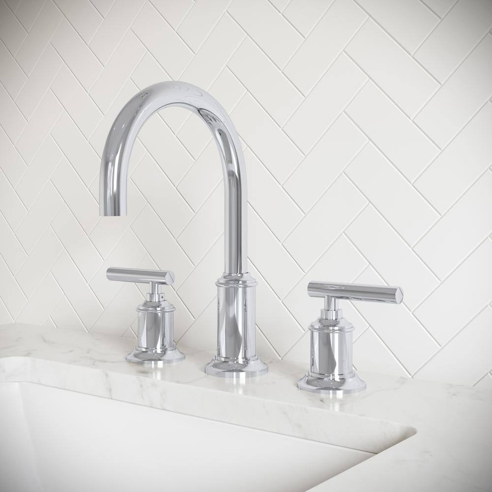 Chrome Cylindrical Handle Widespread Bathroom Faucet
