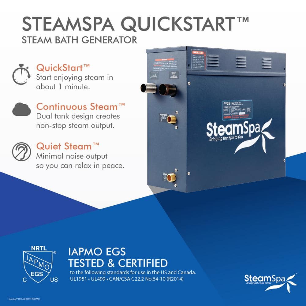 9kW Blue Dual Tank Steam Bath Generator