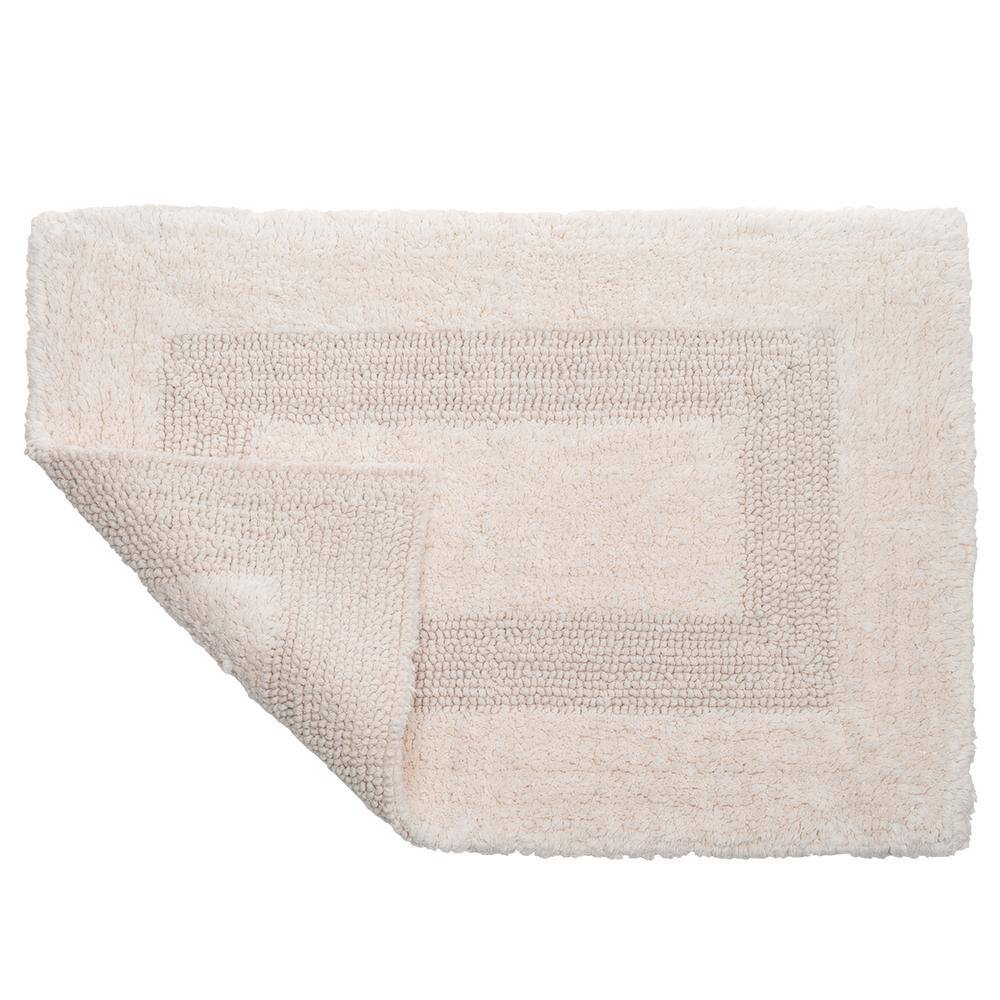Ivory Cotton 4-Piece Bathroom Mat Set with Tufted Design