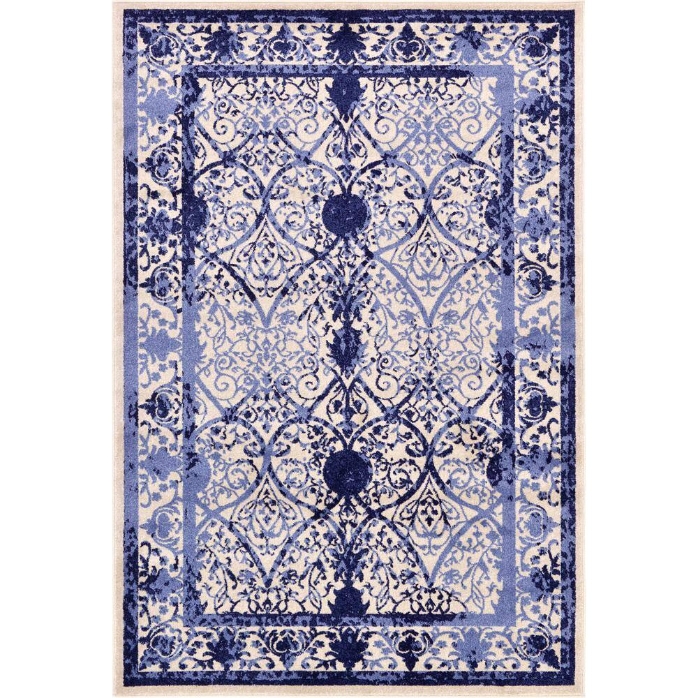 La Jolla 6' x 9' Reversible Blue Synthetic Area Rug