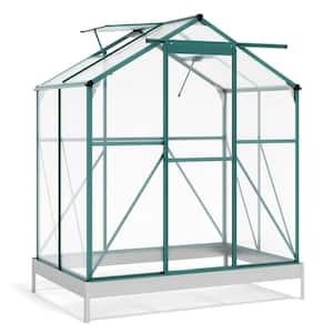 6.2 ft. W x 4.3 ft. D Outdoor Aluminum Greenhouse with Sliding Door, Adjustable Vents, 2 Windows
