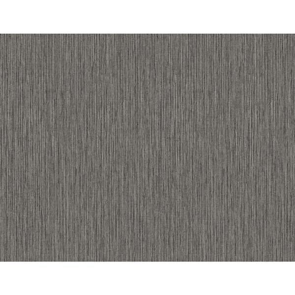 Seabrook Designs 60.75 sq. ft. Graphite and Metallic Silver Vertical Stria Embossed Vinyl Un-Pasted Wallpaper Roll