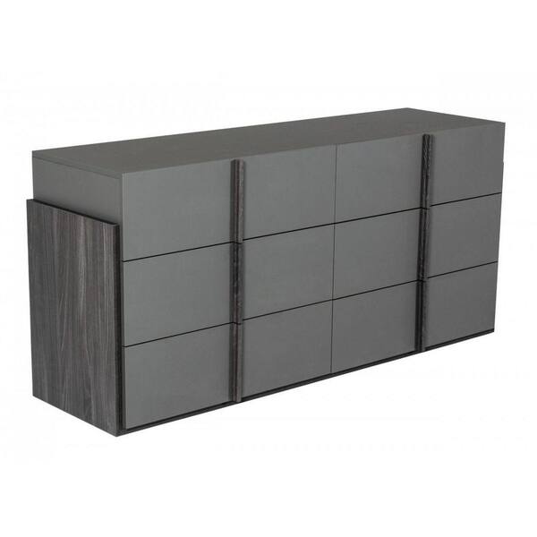 Benjara 68 in. 6-Drawer Gray Wooden Nightstand
