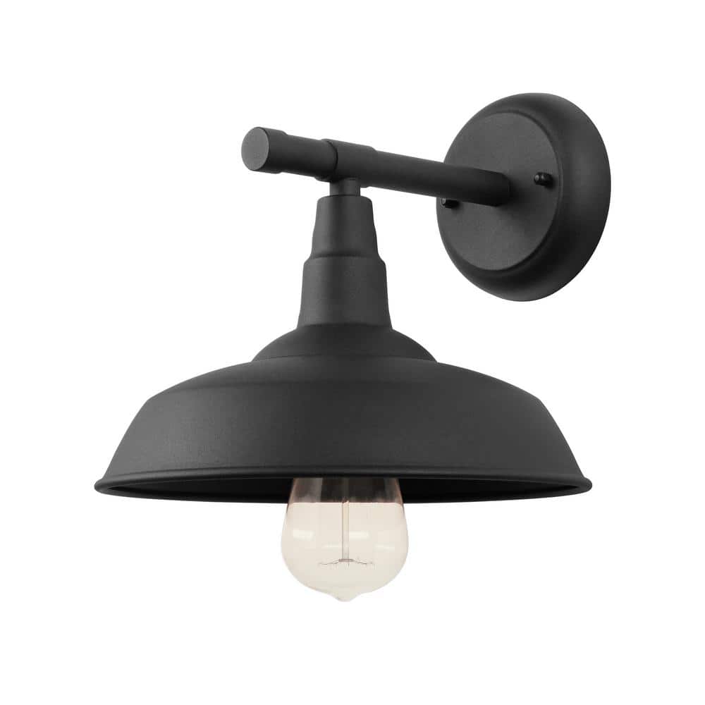 1-Light Black Outdoor Barn Light Sconce