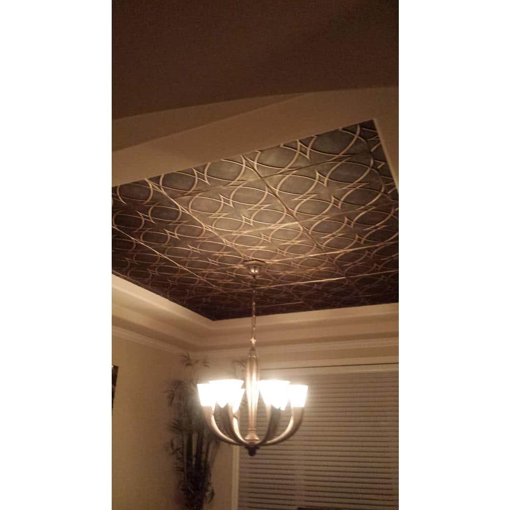 Plain White Polystyrene Glue-Up Ceiling Tile with Circles and Stars Design