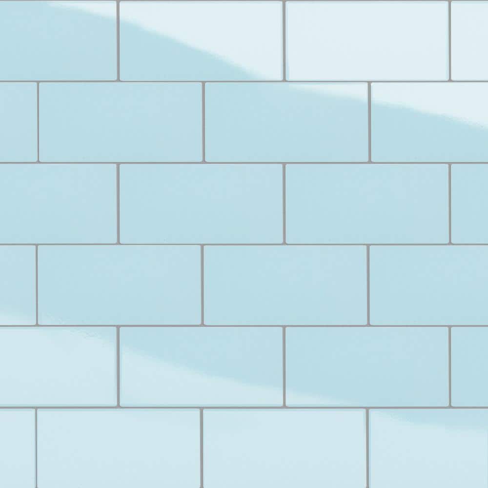 Merola Tile Piscina Brick Glossy Light Blue 43/4 in. x 95/8 in