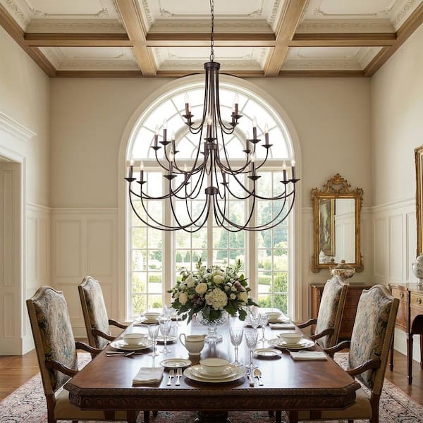 Maxax 20-Light 47 in. Brown Modern Candle Dimmable Chandeliers