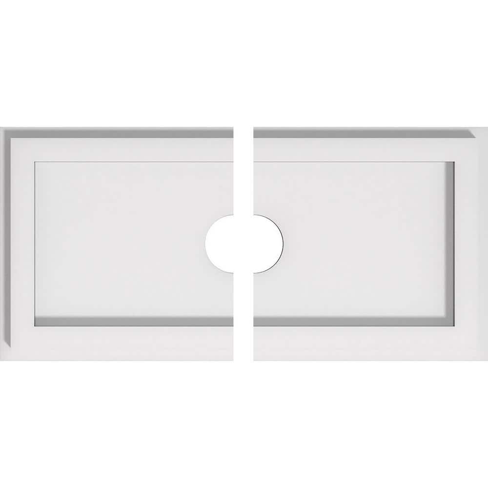 Ekena Millwork 16 in. x 8 in. x 1 in. Rectangle Architectural Grade PVC Contemporary Ceiling Medallion (2-Piece)