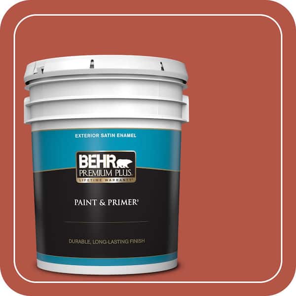 BEHR PREMIUM PLUS 5 gal. #T17-18 Hot and Spicy Satin Enamel Exterior Paint & Primer