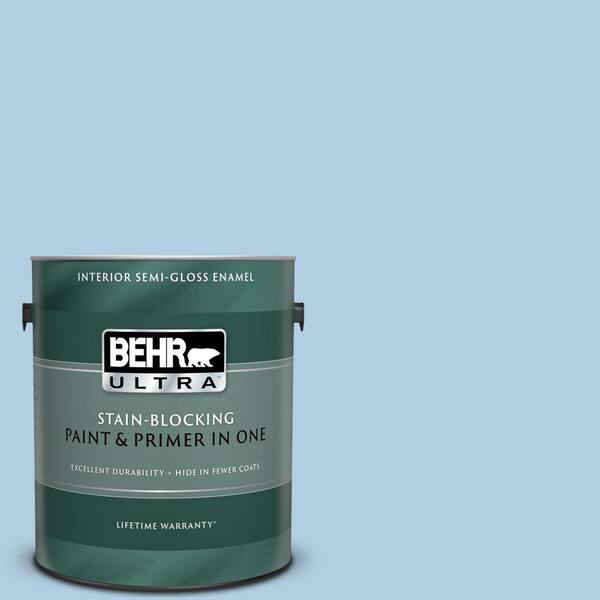 BEHR ULTRA 1 gal. #UL230-10 Crystal Waters Semi-Gloss Enamel Interior Paint and Primer in One
