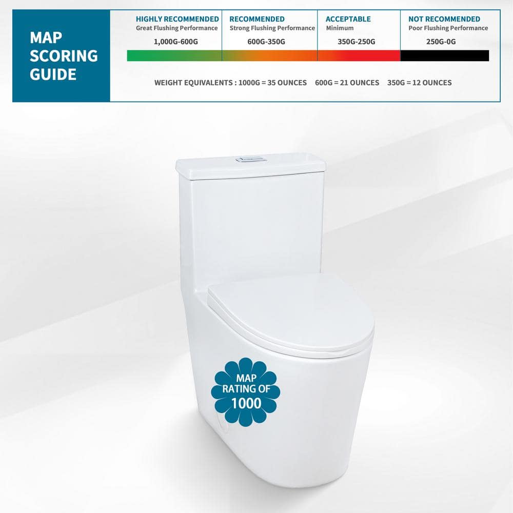 White Ceramic Dual-Flush Elongated One-Piece Toilet with Comfort Seat