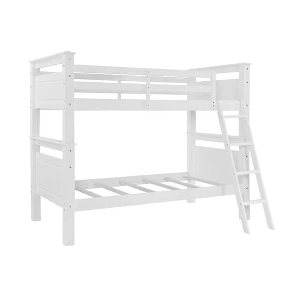 Linon Home Decor Dusty White Twin over Twin Bunk Bed