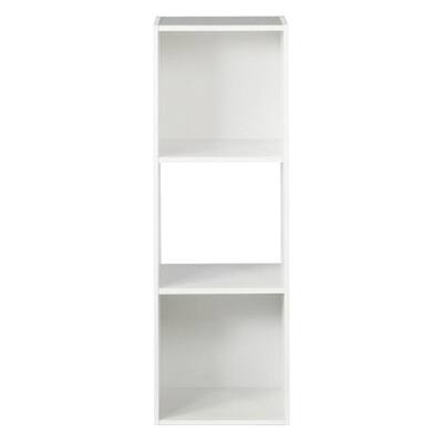 White Wood 3 Cube Storage Organizer, Stackable Cube Shelves