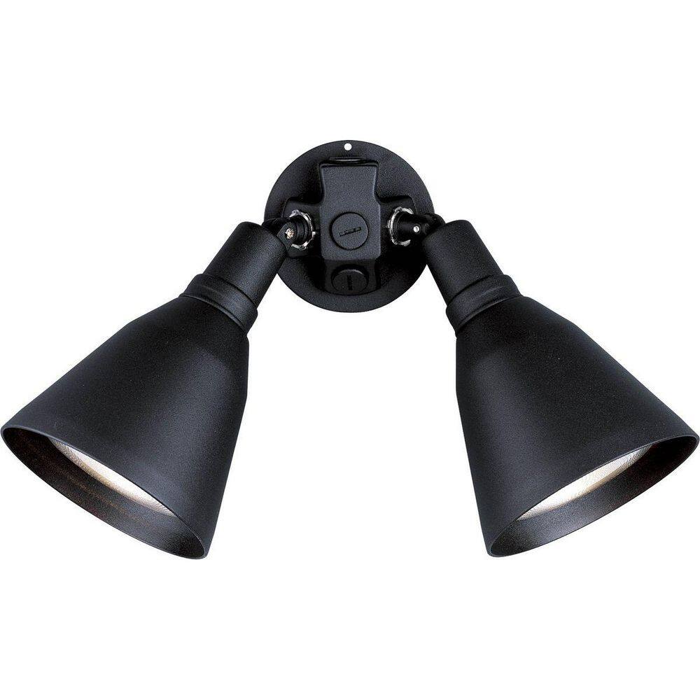 2-Light Adjustable Swivel Black Flood Light Par Lampholder Outdoor Wall Light with Cover price history on PriceWatchPro