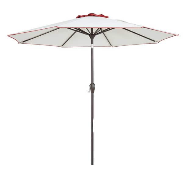 HomeRoots 9 ft. Market Push Button Patio Umbrella in Beige