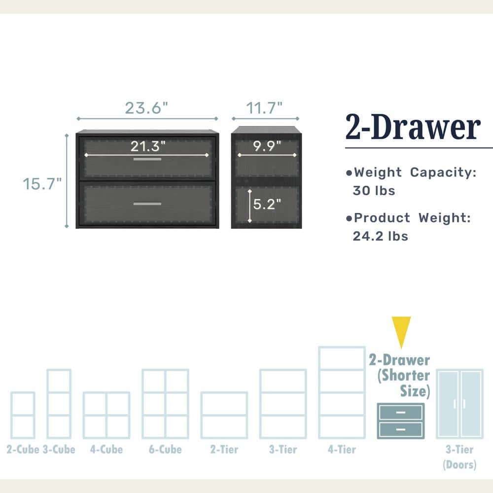 Light Blue Stackable 2-Drawer Kids Storage Cabinet
