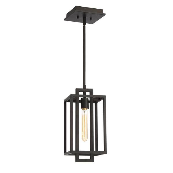 Craftmade Cubic Aged Bronze Brushed Transitional Textured Glass Square Pendant Light