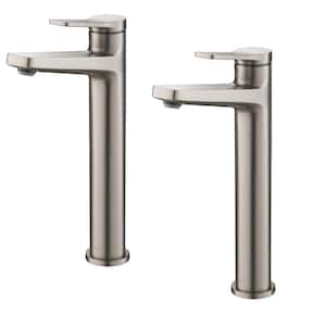 Indy Single Handle Waterfall Vessel Sink Faucet in Spot Free Stainless Steel (2-Pack)