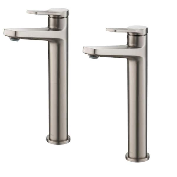 KRAUS Indy Single Handle Waterfall Vessel Sink Faucet in Spot Free Stainless Steel (2-Pack)