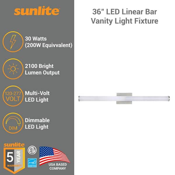 Sunlite 36 in. 1 Light Brushed Nickel LED Dimmable 2100 Lumen