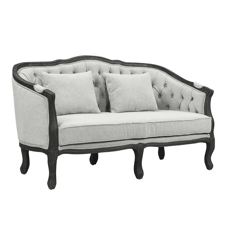 Acme Furniture Samael 29 in. Gray Linen and Dark Brown Finish 