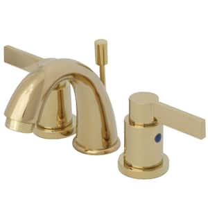 NuvoFusion 2-Handle 8 in. Widespread Bathroom Faucets with Plastic Pop-Up in Polished Brass