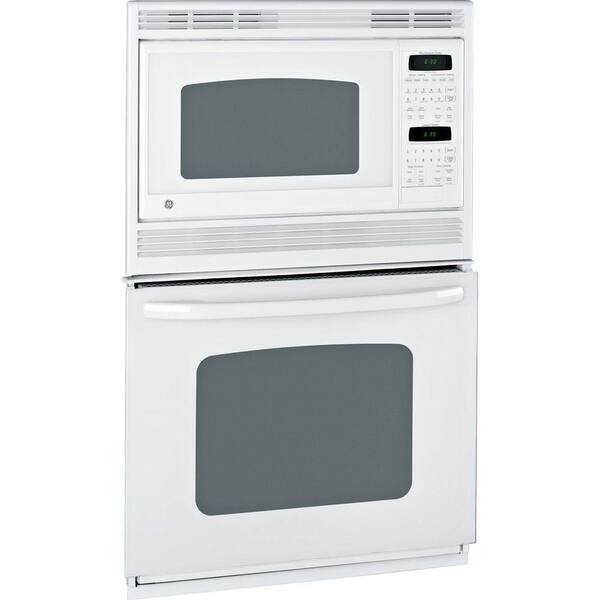 GE 27 in. Electric Wall Oven with Built-In Microwave in White