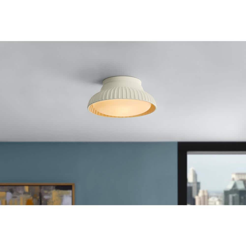 Wickford 12.13 in. 2-Light Glossy Cream Flush Mount with Opal Glass Inner Shade price history on PriceWatchPro