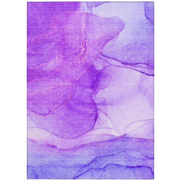 Purple 3 ft. x 5 ft. Abstract Indoor / Outdoor Area Rug