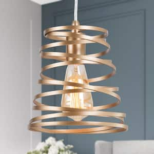 Gold Pendant Modern Geometric Cage 1-Light Comtemporary Island DIY Openwork Pendant Chandelier