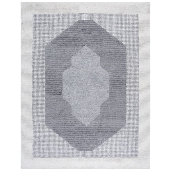 Renewal 8 ft. x 10 ft. Dark Gray/Ivory Medallion Area Rug
