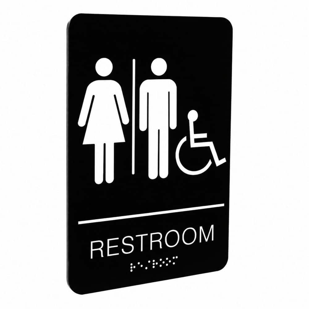 9x6 Inch Acrylic ADA-Compliant Braille Restroom Sign Black White Handicap Bathroom Sign with Self-Adhesive price history on PriceWatchPro