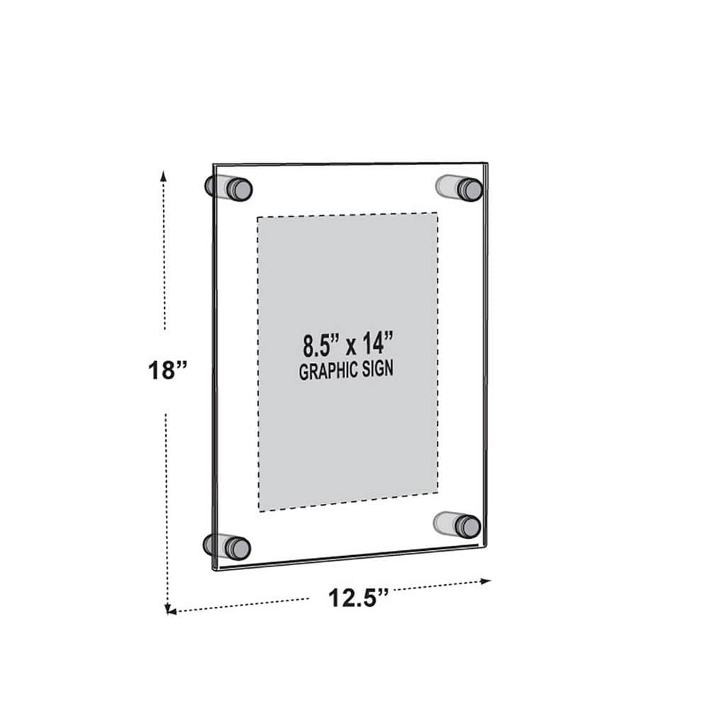Clear Acrylic Floating Wall Frame with Silver Caps