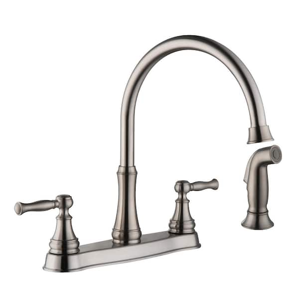 Glacier Bay Melina Double Handle Standard Kitchen Faucet with Side Sprayer  in Stainless Steel HD67568-1208D2 - The Home Depot