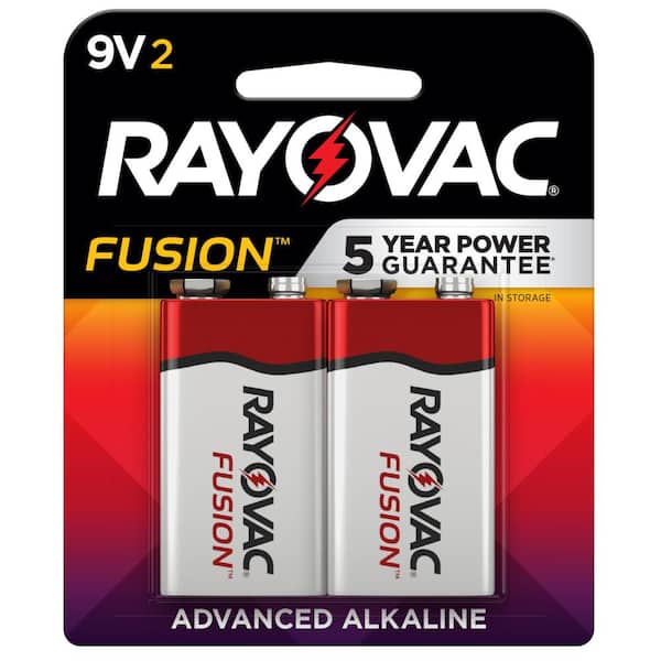 Rayovac Fusion 9-Volt Batteries, Alkaline 9-Volt Batteries (2-Pack)