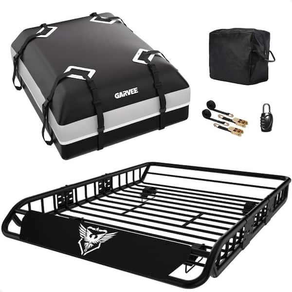 54 x 39 in Steel All-purpose 200 lbs Roof Rack Basket Cargo Carrier with 15 cu ft Waterproof Cargo Bag