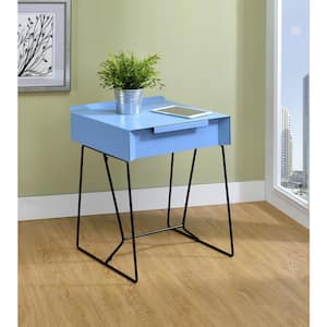 Brunswik 17.75 in. Blue Rectangle Wood Side Table with 1-Drawer