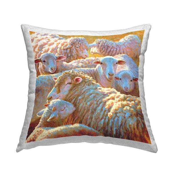 Stupell Industries Sheep Flock Country Farm Multi-Color Square Outdoor Throw Pillow