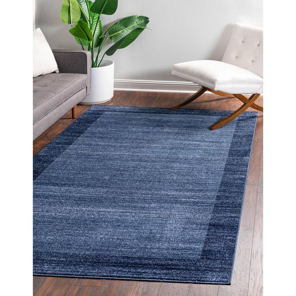 Navy Blue Rectangular Tufted Synthetic Indoor Area Rug