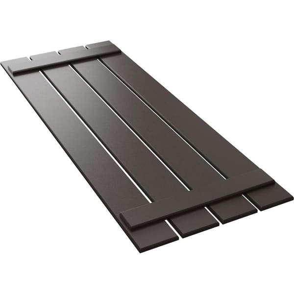 Ekena Millwork 23 in. x 36 in. True Fit PVC 4-Board Spaced Board and Batten Shutter Pair in Raisin Brown