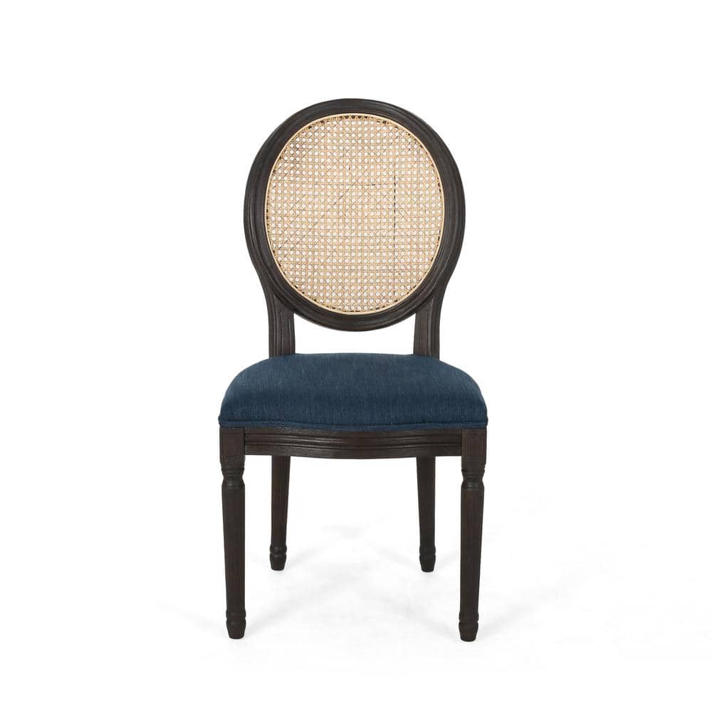Elegant Navy Blue High-Back Wooden Side Chair Set of 2