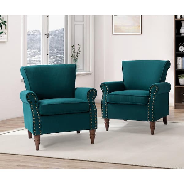 JAYDEN CREATION Cythnus Traditional Teal Nailhead Trim Upholstered ...