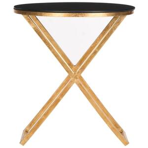 Riona Gold and Black Glass Top End Table
