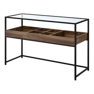 Trinton 47.88 in. Brown and Matte Black Coating Rectangle Glass Console Table