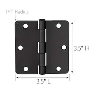 3-1/2 in. x 1/4 in. Radius Matte Black Door Hinge Value Pack (10 per Pack)