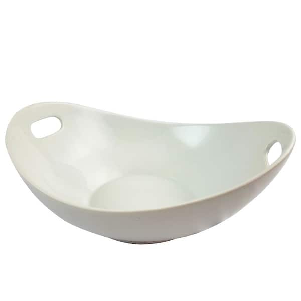 Gibson Gracious 11.25 in. 1-Piece White Dining Serving Bowl with Handles