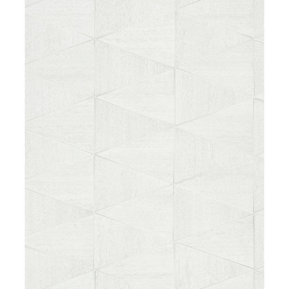 Woods and Wicker Collection White Triangular Wood Tile Matte Finish ...