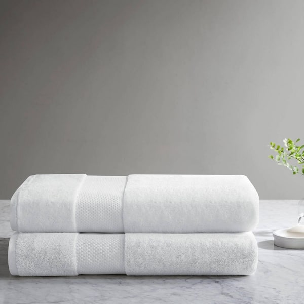 MADISON PARK Signature Turkish 2-Piece White Cotton Bath Towel Set