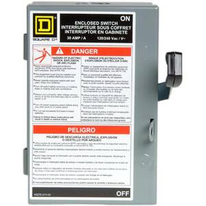 30 Amp 240-Volt 2-Pole Fused Indoor Light Duty Safety Switch for a Plug Fuse Type