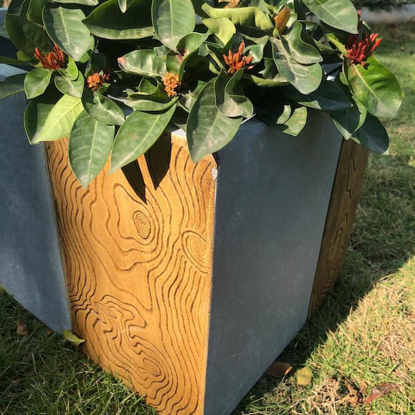 23 in. L Timber Ridge Lightweight Concrete Modern Rectangle Outdoor Planter